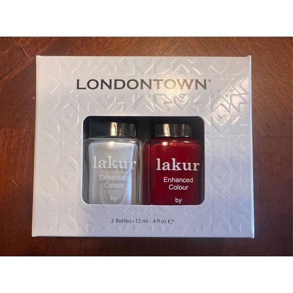 Londontown lakur enhanced color frosted berries nail polish duo set red - Picture 1 of 2